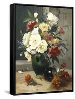 Still Life of Peonies and Wallflowers-Eugene Henri Cauchois-Framed Stretched Canvas