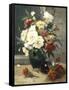 Still Life of Peonies and Wallflowers-Eugene Henri Cauchois-Framed Stretched Canvas