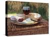 Still Life of Picnic Lunch on Top of a Wicker Basket, in the Dordogne, France-Michael Busselle-Stretched Canvas