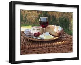 Still Life of Picnic Lunch on Top of a Wicker Basket, in the Dordogne, France-Michael Busselle-Framed Photographic Print