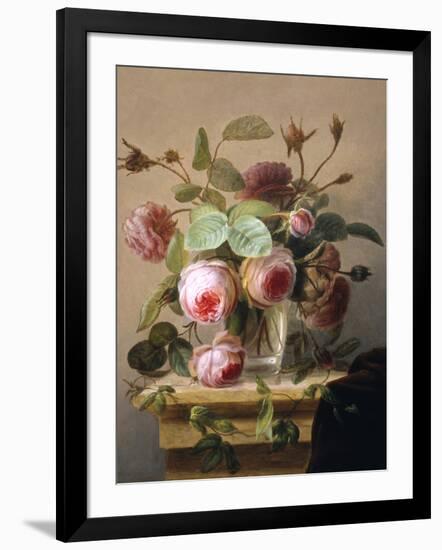 Still Life of Pink Roses in a Glass Vase-Hans Hermann-Framed Giclee Print
