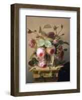 Still Life of Pink Roses in a Glass Vase-Hans Hermann-Framed Giclee Print