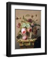 Still Life of Pink Roses in a Glass Vase-Hans Hermann-Framed Giclee Print