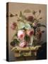 Still Life of Pink Roses in a Glass Vase-Hans Hermann-Stretched Canvas