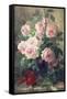 Still Life of Pink Roses-Frans Mortelmans-Framed Stretched Canvas