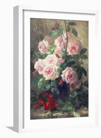 Still Life of Pink Roses-Frans Mortelmans-Framed Giclee Print