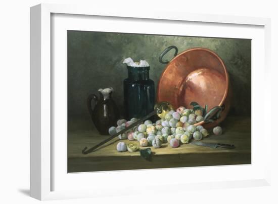 Still Life of Plums and Jam-Making Utensils-Paul Gagneux-Framed Giclee Print