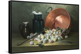 Still Life of Plums and Jam-Making Utensils-Paul Gagneux-Framed Stretched Canvas