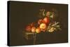Still Life of Plums, Peaches, Almonds and Grapes on a Draped Ledge, 1650-Willem van Aelst-Stretched Canvas