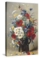 Still Life of Poppies, Daisies and Cornflowers-Eugene Henri Cauchois-Stretched Canvas