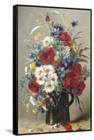 Still Life of Poppies, Daisies and Cornflowers-Eugene Henri Cauchois-Framed Stretched Canvas