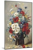 Still Life of Poppies, Daisies and Cornflowers-Eugene Henri Cauchois-Mounted Giclee Print