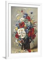 Still Life of Poppies, Daisies and Cornflowers-Eugene Henri Cauchois-Framed Giclee Print