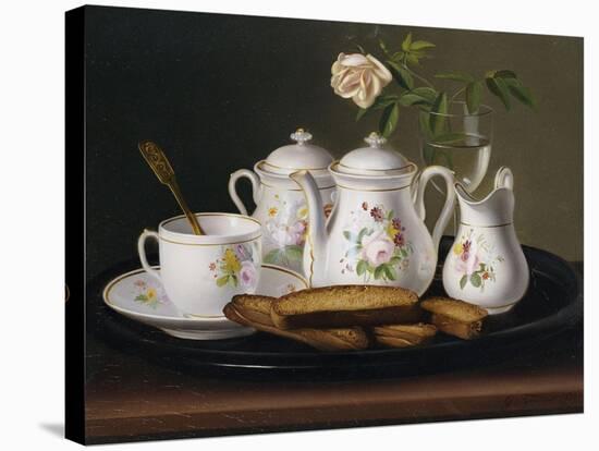 Still Life of Porcelain and Biscuits, 1872-George Forster-Stretched Canvas