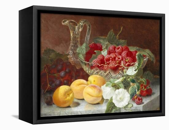 Still Life of Raspberries in a Glass Bowl-Eloise Harriet Stannard-Framed Stretched Canvas
