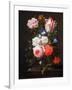 Still Life of Roses, a Carnation, Convolvulus and a Tulip in a Glass Vase-Nicolaes van Veerendael-Framed Giclee Print