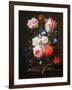 Still Life of Roses, a Carnation, Convolvulus and a Tulip in a Glass Vase-Nicolaes van Veerendael-Framed Giclee Print