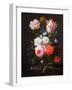 Still Life of Roses, a Carnation, Convolvulus and a Tulip in a Glass Vase-Nicolaes van Veerendael-Framed Giclee Print