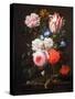 Still Life of Roses, a Carnation, Convolvulus and a Tulip in a Glass Vase-Nicolaes van Veerendael-Stretched Canvas