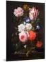 Still Life of Roses, a Carnation, Convolvulus and a Tulip in a Glass Vase-Nicolaes van Veerendael-Mounted Giclee Print