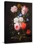 Still Life of Roses, a Carnation, Convolvulus and a Tulip in a Glass Vase-Nicolaes van Veerendael-Stretched Canvas