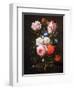 Still Life of Roses, a Carnation, Convolvulus and a Tulip in a Glass Vase-Nicolaes van Veerendael-Framed Premium Giclee Print