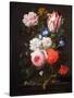 Still Life of Roses, a Carnation, Convolvulus and a Tulip in a Glass Vase-Nicolaes van Veerendael-Stretched Canvas