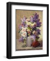 Still Life of Roses and Lilacs-Georges Jeannin-Framed Giclee Print