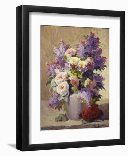 Still Life of Roses and Lilacs-Georges Jeannin-Framed Giclee Print