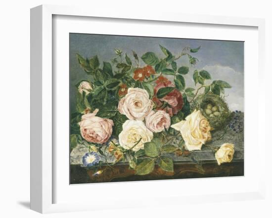 Still Life of Roses and Morning Glory-Eloise Harriet Stannard-Framed Giclee Print