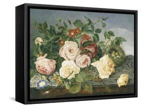 Still Life of Roses and Morning Glory-Eloise Harriet Stannard-Framed Stretched Canvas