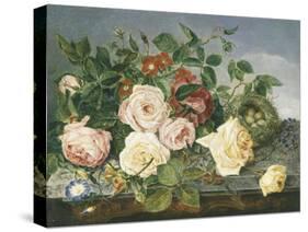 Still Life of Roses and Morning Glory-Eloise Harriet Stannard-Stretched Canvas