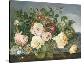 Still Life of Roses and Morning Glory-Eloise Harriet Stannard-Stretched Canvas