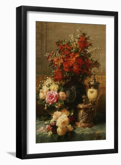 Still Life of Roses and Other Flowers-Jean Baptiste Claude Robie-Framed Giclee Print