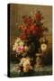 Still Life of roses and other flowers-Jean Baptiste Robie-Stretched Canvas
