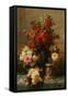 Still Life of roses and other flowers-Jean Baptiste Robie-Framed Stretched Canvas