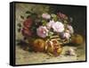 Still Life of Roses and Pomegranates-Eugene Henri Cauchois-Framed Stretched Canvas