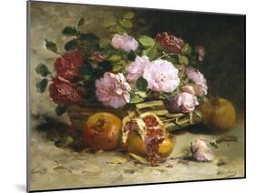 Still Life of Roses and Pomegranates-Eugene Henri Cauchois-Mounted Giclee Print