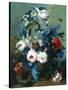 Still Life of Roses and Poppies-Johann Drechsler-Stretched Canvas