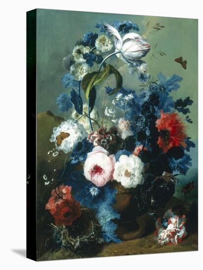 Still Life of Roses and Poppies-Johann Drechsler-Stretched Canvas