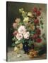 Still Life of Roses and Wallflowers-Eugene Henri Cauchois-Stretched Canvas