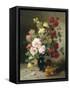 Still Life of Roses and Wallflowers-Eugene Henri Cauchois-Framed Stretched Canvas