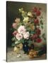 Still Life of Roses and Wallflowers-Eugene Henri Cauchois-Stretched Canvas