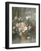 Still Life of Roses, Anemones and Phlox in a Basket-Francois Rivoire-Framed Giclee Print