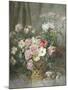 Still Life of Roses, Anemones and Phlox in a Basket-Francois Rivoire-Mounted Giclee Print