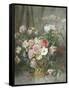 Still Life of Roses, Anemones and Phlox in a Basket-Francois Rivoire-Framed Stretched Canvas