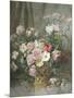 Still Life of Roses, Anemones and Phlox in a Basket-Francois Rivoire-Mounted Giclee Print