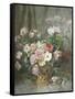 Still Life of Roses, Anemones and Phlox in a Basket-Francois Rivoire-Framed Stretched Canvas