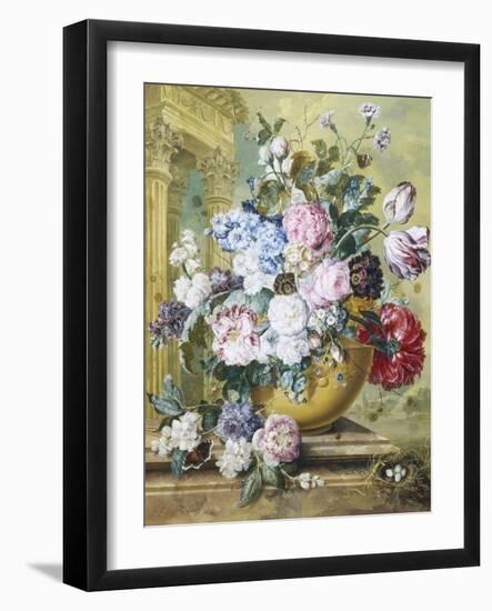 Still Life of Roses, Delphiniums and Tulips-Jacobus Linthorst-Framed Giclee Print