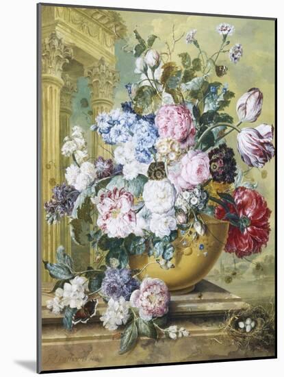 Still Life of Roses, Delphiniums and Tulips-Jacobus Linthorst-Mounted Giclee Print